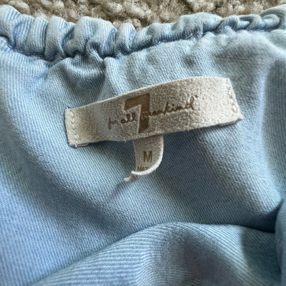 One-Shoulder Light Blue Ruffle Top - Picture 3 of 7